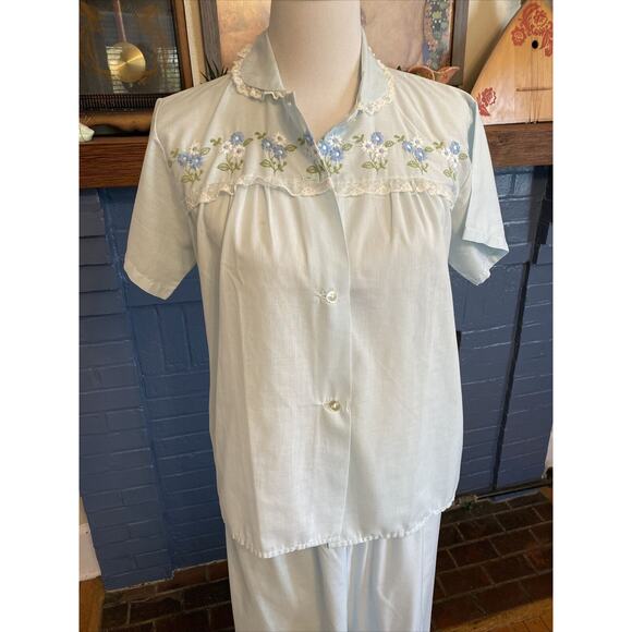 Vintage PHILMAID Two Piece PAJAMA SET SIZE 36 Embroidered M/ L Daisy Women’s - Picture 7 of 16